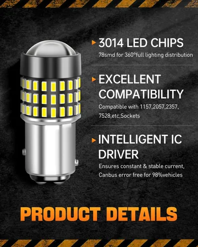 Miniatura 30 de 1156 Bombillas LED Ámbar Amarilla Luz de Señal de Giro 400% de Brillo 1141 1003 7506 Bombillas LED P21W Usadas para Luces Intermitentes Luz Trasera