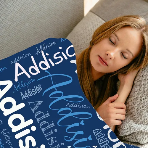Miniatura 2 de Manta personalizada azul con nombre para adultos, manta suave y acogedora para cama, sofá, haz tu propia manta Azul04