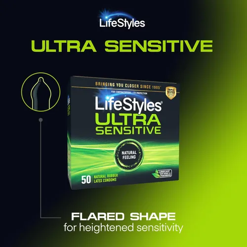 Miniatura 3 de LifeStyles Preservativos Ultra Sensibles de Látex Natural Lubricados Premium Paquete de Valor - 50 Unidades, 1 Paquete - Triple Probados