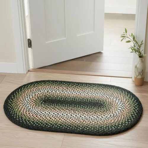 Miniatura 39 de Super Area Rugs Alfombra trenzada azul de 7 x 9 pulgadas, alfombra tejida ovalada para sala de estar, alfombra trenzada de granja, alfombra
