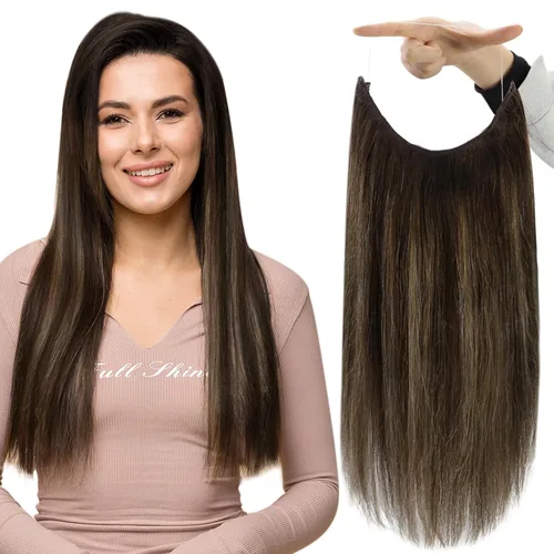 Miniatura 17 de Fshine - Extensiones de cabello humano con clip, de 16 pulgadas, con clip, color marrón chocolate, mezcla de rubio caramelo, extensiones de cabello
