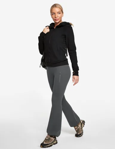 Miniatura 6 de IUGA Pantalones con forro polar para mujer, resistentes al agua, pantalones de senderismo para invierno, leggings acampanados con bolsillos, corte