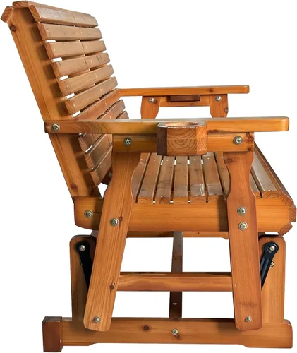Miniatura 9 de Fortune Candy Planeador de Patio con Portavasos, Respaldo Alto Reclinable y Asiento Contorneado Profundo, Capacidad 800 Libras (Marrón, 2 Plazas)