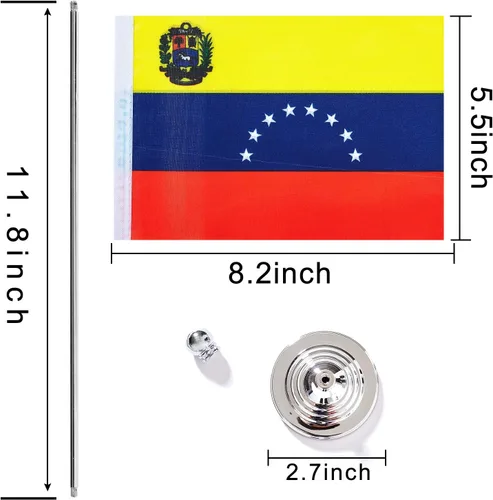 Miniatura 2 de ZXvZYT Paquete de 2 banderas de mesa de Venezuela con base de soporte, decoración de eventos de festivales internacionales, decoración de oficina