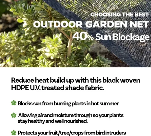 Miniatura 2 de Alion Home Tela 40% de protección solar con ojales, red de jardín, cubierta de sombra para plantas de jardín y patio, color negro (6 x 4 pies)