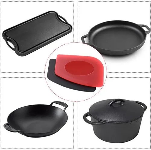 Miniatura 5 de Limpiador de malla mejorado 316 con mango de silicona, limpiador de hierro fundido para parrilla de hierro fundido, sartén, wok, utensilios