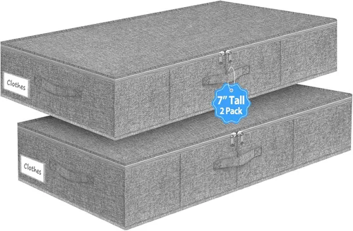 Miniatura 9 de Bolsas de Almacenamiento Debajo de la Cama con Cremallera, Contenedores de Almacenamiento Debajo de la Cama de 7 Pulgadas de Altura con Lados