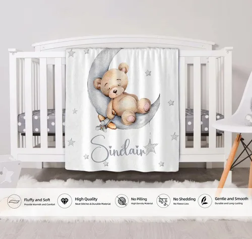 Miniatura 6 de Manta de bebé personalizada para niñas y niños, manta de bebé personalizada con nombre, mantas de regalo personalizadas súper suaves para niños