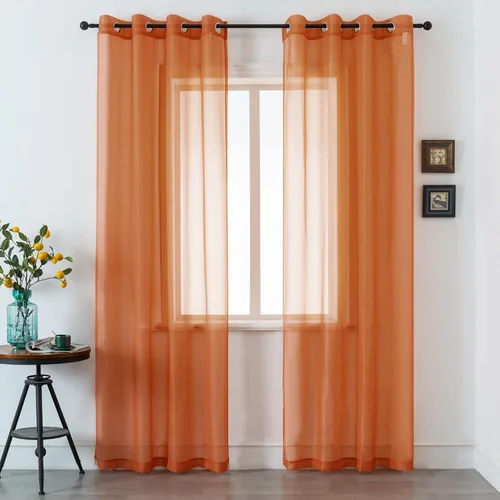 Miniatura 15 de DUALIFE Cortinas Amarillas de 72 Pulgadas de Largo para Dormitorio Juego de 2 Paneles con Ojales Ventana Semi Voile Filtrado de Luz Cortinas