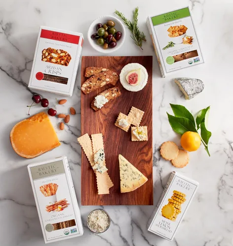 Miniatura 8 de Rustic Bakery Artisan Crisps - Cereza agria, punta de cacao y almendra, galletas artesanales para plato de queso o aperitivos, galletas ligeramente