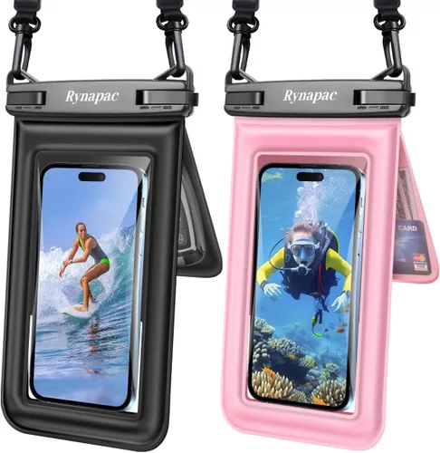Miniatura 10 de [Hasta 8.5 pulgadas] Bolsa impermeable para teléfono flotante, doble bolsa impermeable con cordón para iPhone 16 15 Pro Max, Galaxy S25 S24 Ultra