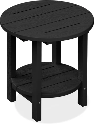 Miniatura 12 de SERWALL Outdoor Round Umbrella Side Table, 3-in-1 Ice Bucket & Side Table & Storage Box, Multi-Functional Use for Porch/Patio/Poolside, Beige