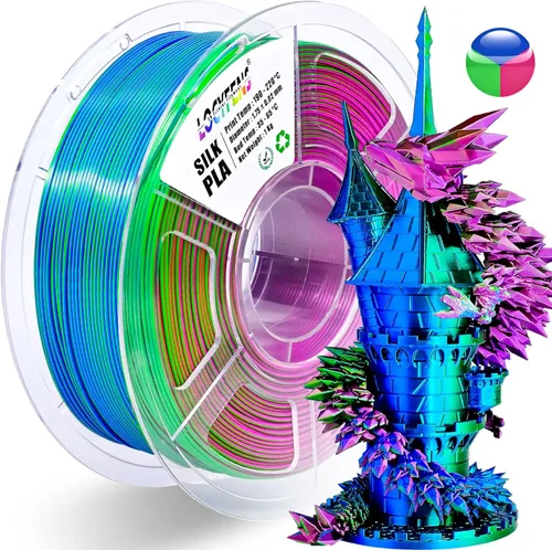 Miniatura 15 de Filamento de impresora 3D PLA, arcoíris 3 en 1, filamento PLA de 1.75mm +/-0.02mm, filamento sedoso de impresión de alta velocidad de tres