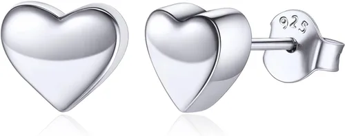 ChicSilver Aretes tipo dormilona, plata de ley 925, hipoalergénicos, para mujer, aretes sencillos y delicados en forma de corazón, estrella, luna,
