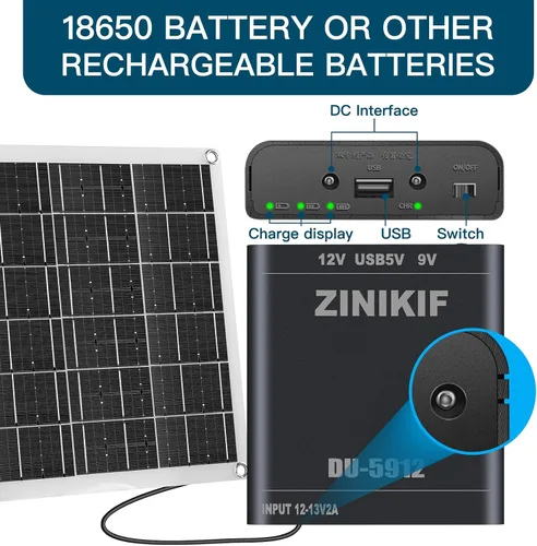 Miniatura 4 de Controlador de carga de almacenamiento de energía solar, cargador de batería solar para baterías AA de níquel-metal hidruro (NiMH) con puerto