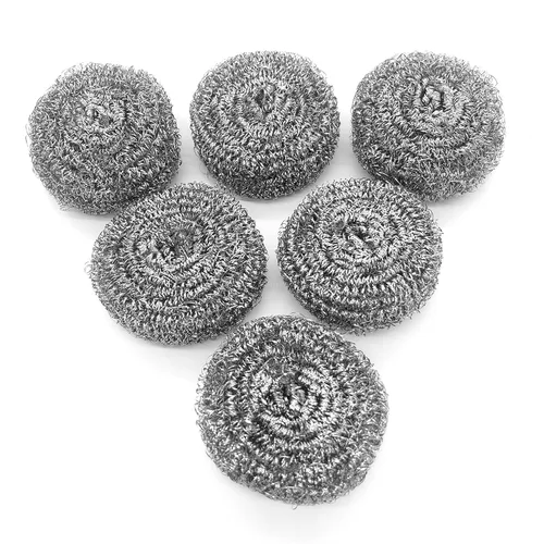 KTOJOY - Juego de 6 estropajos de lana de acero inoxidable | Stainless steel scrubbers for kitchen, bathroom, pots, pans, grill; heavy duty,