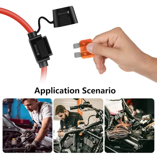 Miniatura 8 de MulWark Paquete de 2 cables marinos de cobre estañado de calibre 10, impermeables, IP67, portafusibles en línea, relé de bloque de fusibles de hoja