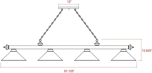 Miniatura 8 de Z-Lite 2306-4BRZ-PRD - Colgante de billar con cordón, 4 luces, 240 vatios totales, bronce