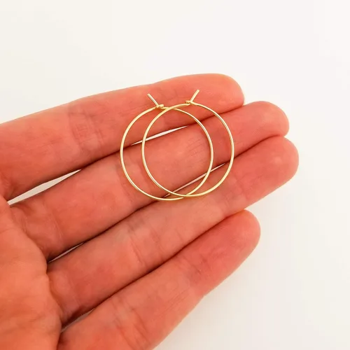 Miniatura 11 de Aretes de aro finos medianos de oro de 14 quilates para mujer, ligeros, minimalistas, para uso diario, de 1.5 pulgadas