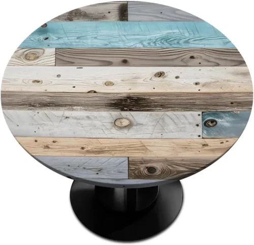 Miniatura 39 de Pardick Mantel redondo ajustable con borde elástico de 36 a 42 pulgadas, mantel ajustable para mesa redonda, mantel circular, impermeable, lavable