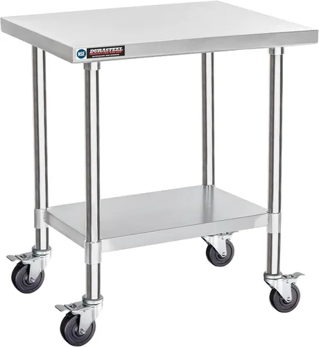 Miniatura 26 de DuraSteel Carrito de acero inoxidable NSF de 30 x 72 pulgadas, mesa de preparación de alimentos resistente con estante inferior, isla de cocina