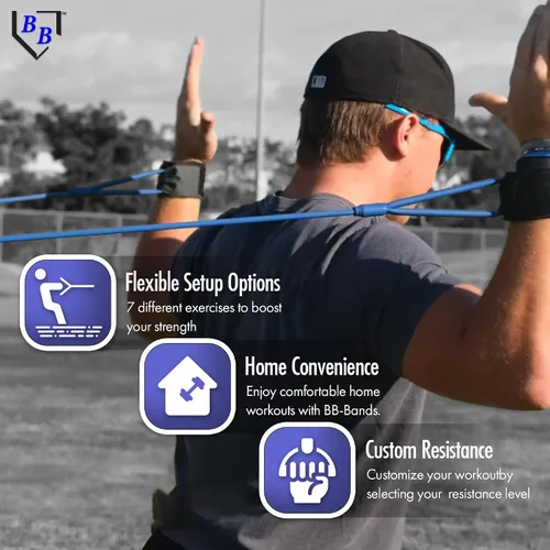 Miniatura 7 de BB Bands Bandas de resistencia para béisbol y sóftbol - Bandas de entrenamiento de fuerza para el brazo, equipo de acondicionamiento para Negro