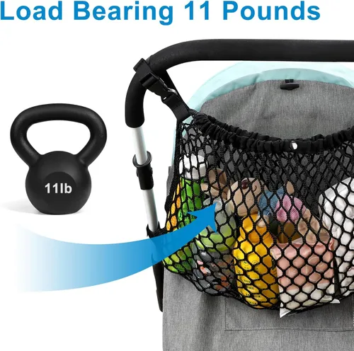 Miniatura 4 de Accmor Organizador universal para cochecito, bolsa de malla de red de poliéster para Uppababy, Nuna, Britax, Doona, cochecitos, antideslizante