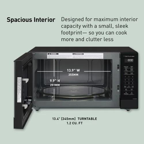 Miniatura 6 de Panasonic NN-SN65KB Horno de microondas con tecnología Inverter 1200W, 1.2 pies cúbicos. Pequeño con Sensor Genius de cocción de un toque, botón
