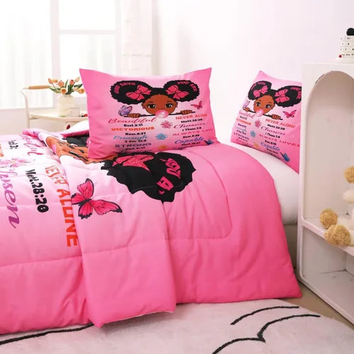 Miniatura 5 de Juego de edredón mágico para niñas negras, tamaño individual, para niños, adolescentes, niñas pequeñas, juego de ropa de cama para niñas negras