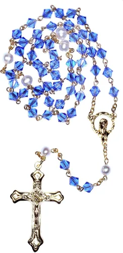 Miniatura 3 de Rosario de oración católica de cristal o cristal austriaco - Incluye bolsa de rosario, cómo rezar el rosario "y el mes de nacimiento significado