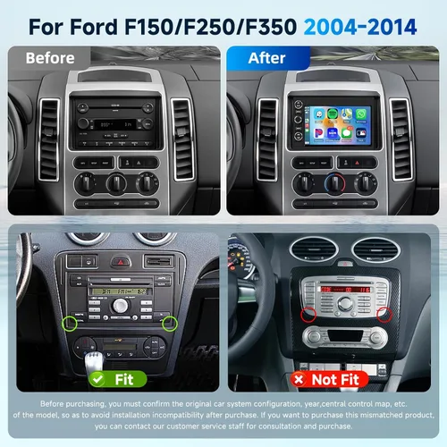 Miniatura 2 de 2+64G Android 13 Radio de coche estéreo para Ford F150 F250 F350 2004-2014, 7 pulgadas 1080P pantalla táctil estéreo de coche con CarPlay