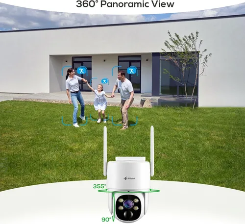 Miniatura 2 de Kittyhok Sistema de cámara de seguridad solar inalámbrica 8 cámaras de seguridad solar para exteriores 2K Ultr Pan Tilt con detección humana, foco