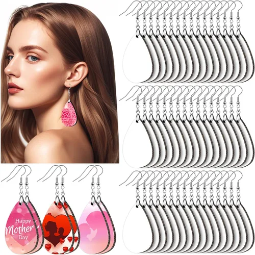 YGAOHF Aretes de sublimación, 1.8 pulgadas, aretes de madera ligera en blanco con película protectora, lágrima de MDF sin terminar para hacer