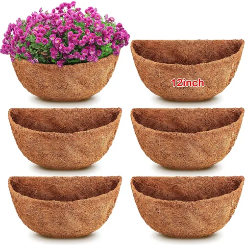 6 piezas de 12 pulgadas de repuesto medio redondo de Coco Liner medio círculo de fibra de coco de repuesto de Coco Forros de Coco Cesta colgante
