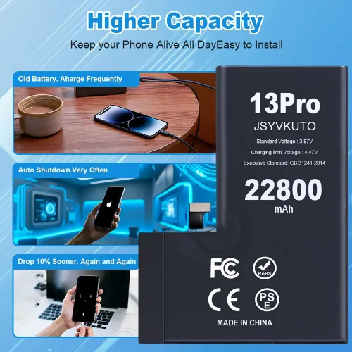 Miniatura 3 de Batería de 22800 mAh para iPhone 13 Pro, nueva batería de repuesto de 0 ciclos mejorada de mayor capacidad para iPhone 13 Pro con juego completo