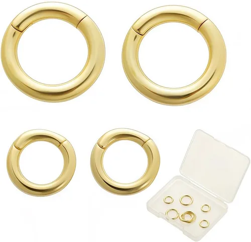 Miniatura 21 de SUNNYCLUE 1 caja de 6 piezas de 3 tamaños de latón ovalados llaveros de puerta de resorte, pequeño llavero de oro de 18 quilates, mosquetón, cierres
