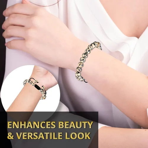 Miniatura 96 de Adjustable Crystal Bracelet – Gemstone Bead Bracelet with Adjustable Macrame String – Chic Gemstone Bracelet for Men and Women – 8mm Round Healing