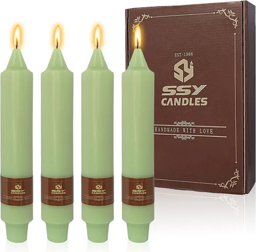 Miniatura 102 de Candelabros cortos de 5 pulgadas con velas cónicas verde oscuro, 4 piezas para cena, hogar, boda, fiesta, decoración