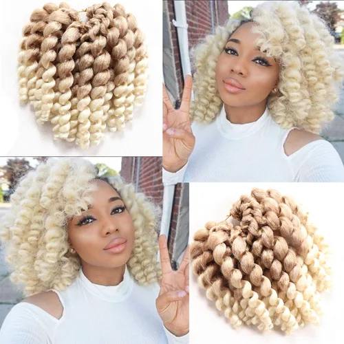 Miniatura 16 de Cabello de ganchillo Jamaicano Bounce, paquete de 4 paquetes de 6 pulgadas, varita de pelo rizado de ganchillo para mujeres negras