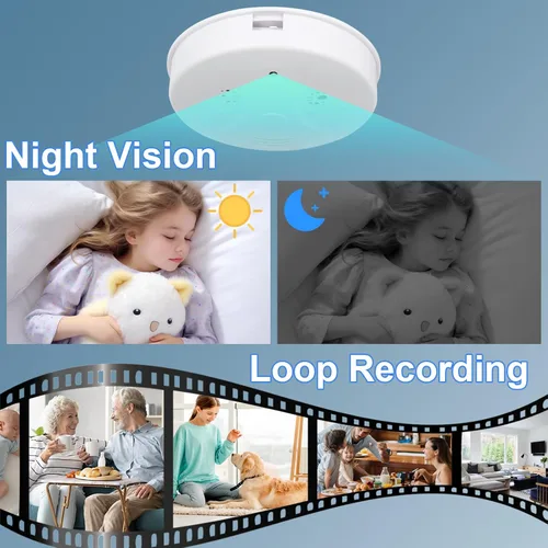Miniatura 5 de UYIKOO Cámara oculta Detector de humo Video Cámara pequeña 1080P HD Cámara inalámbrica WiFi con visión nocturna y detección de movimiento Cámara