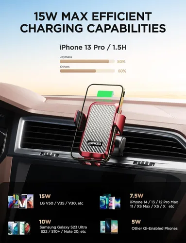 Miniatura 3 de Cargador inalámbrico para automóvil, carga rápida de 15 W, cargador de automóvil con sujeción automática para teléfono celular, soporte