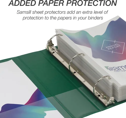 Miniatura 157 de Samsill - Carpeta duradera de 5 pulgadas, fabricada en los Estados Unidos, con anillos en D, transparente y personalizable, color blanco