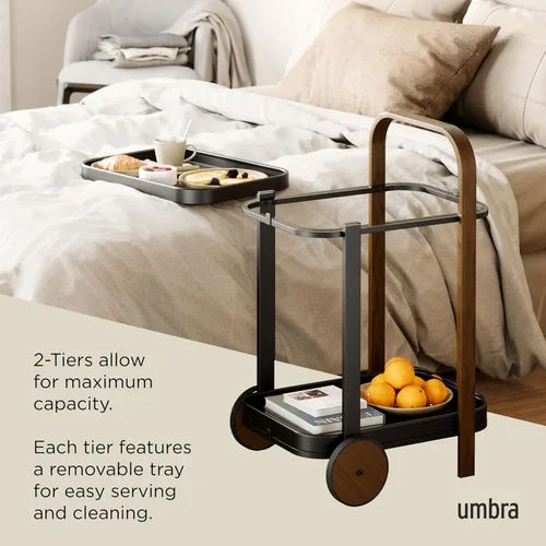 Miniatura 5 de Umbra Bellwood - Carrito de bar, carrito para servir, mesa auxiliar, nogal/negro Walniut/Negro
