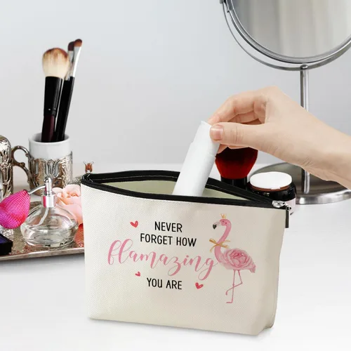 Miniatura 2 de jeilink Divertida bolsa de maquillaje de flamenco rosa, regalos de flamenco, decoración de flamencos, suministros de fiesta, regalos inspiradores