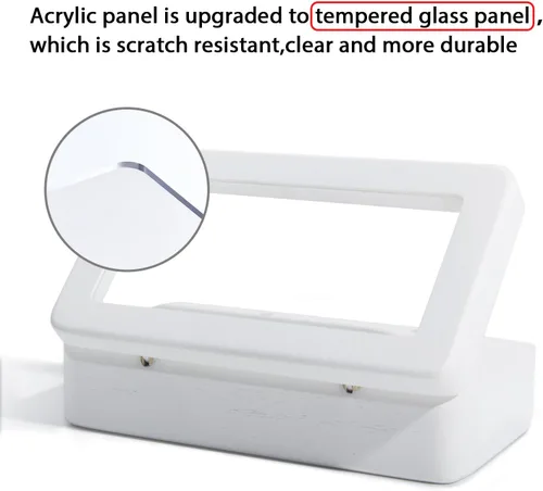 Miniatura 7 de Caja de anillos para ceremonia de boda, soporte de madera blanca con doble corazón para boda y compromiso (rectángulo blanco)