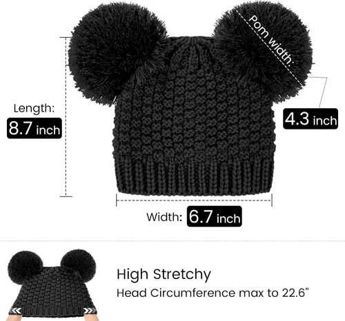 Miniatura 2 de Simplicity Gorro de punto trenzado para mujer con pompón para esquí snowboard
