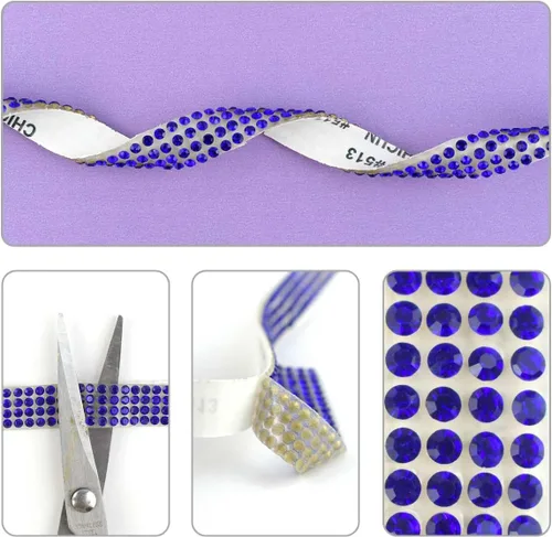 Miniatura 5 de 6 rollos de cinta de diamantes de imitación de cristal, rollo de cinta de diamante para manualidades, cinta de diamantes de imitación autoadhesiva