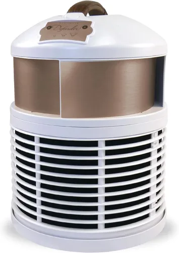 Defender - Purificador de aire para el hogar, base blanca con bronce, 3 HEPA, aprobado por la FDA, probado en laboratorio, para habitaciones Blanco