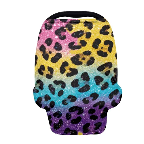 Miniatura 16 de Forchrinse Funda de asiento de coche de leopardo beige para bebés suave transpirable lactancia lactancia cubierta elástica infantil asiento de coche