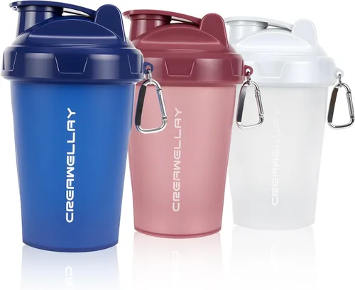 Miniatura 16 de Paquete de 2 botellas agitadoras para mezclas de proteínas, botella pequeña de 17 onzas con asa, tazas agitadoras de gimnasio con bola mezcladora